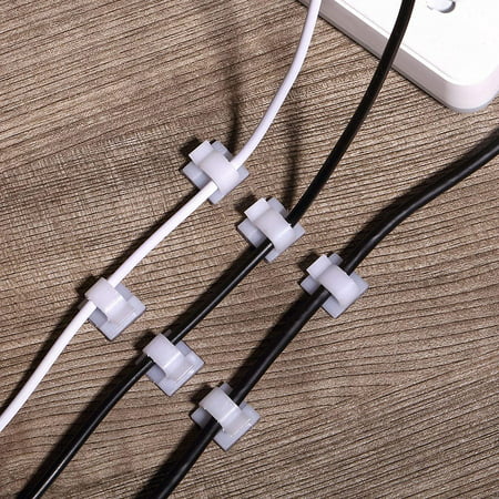60 Pieces Outdoor Cable Clips with Adhesive Tapes Light Clips Decoration Clips Self Adhesive Hooks Wire Holder for Fairy Light Large, Clear
